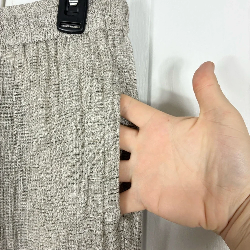 Nwot Zara Crinkle Wide Leg Linen Pant Small Embellished Drawstring